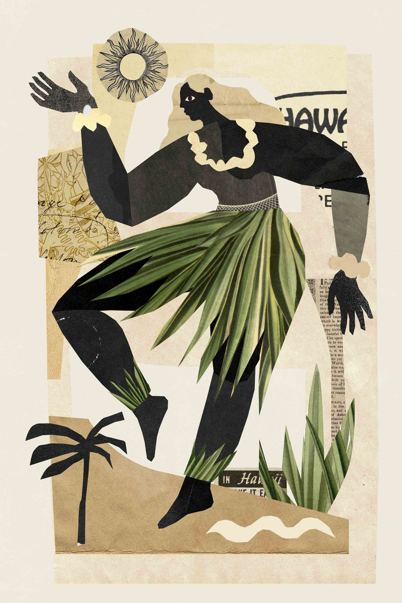 Collage Hula Dancer  by Coastways Studio