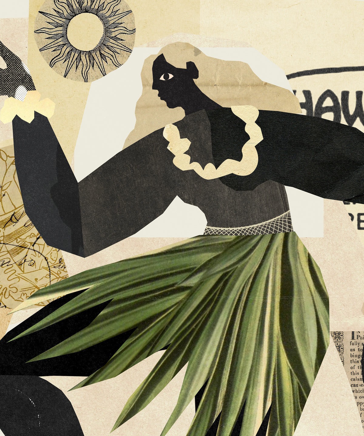 Collage Hula Dancer  by Coastways Studio